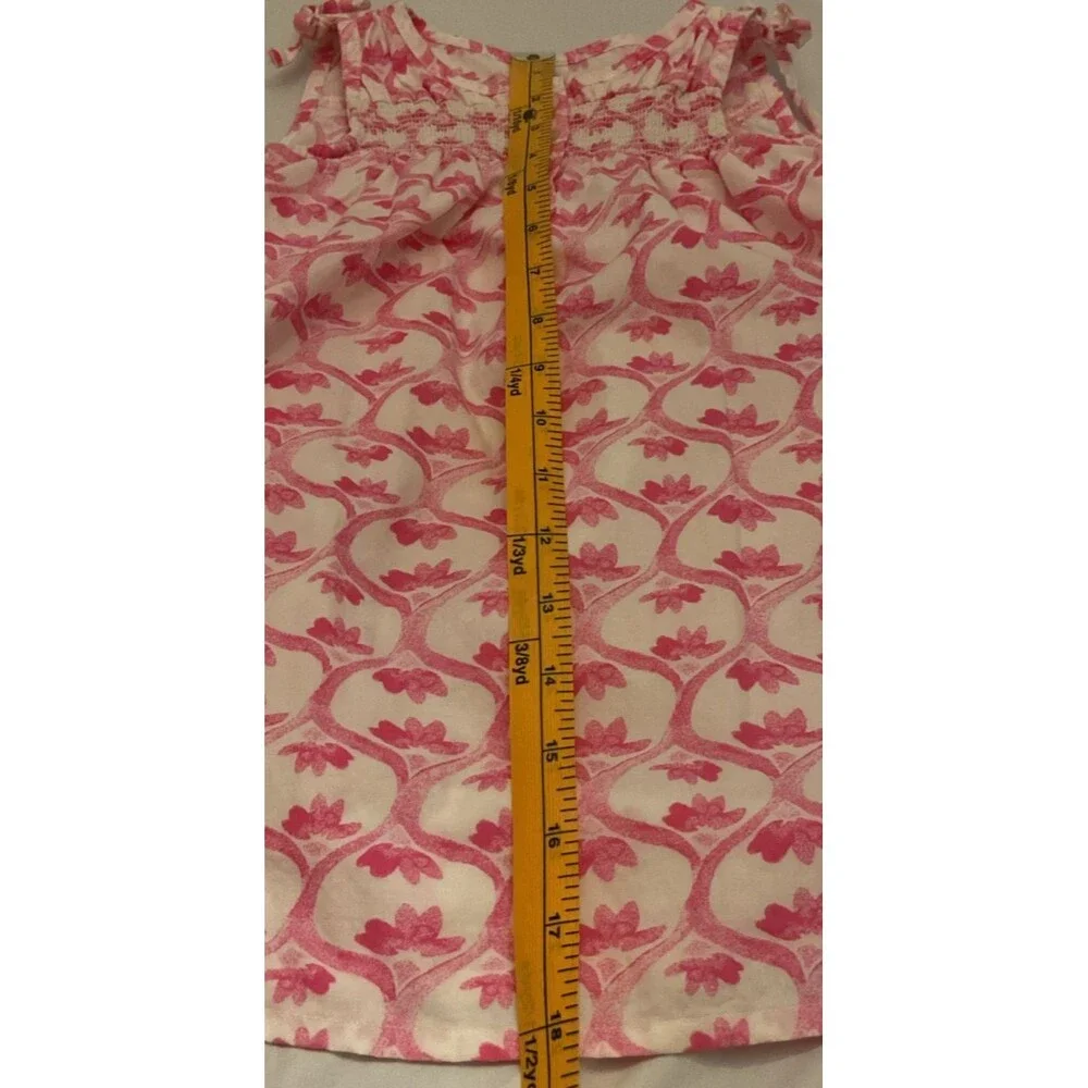 OshKosh B’gosh Toddler Girls Pink Lotus Flower Ribbon Smocked Sundress Size 2T